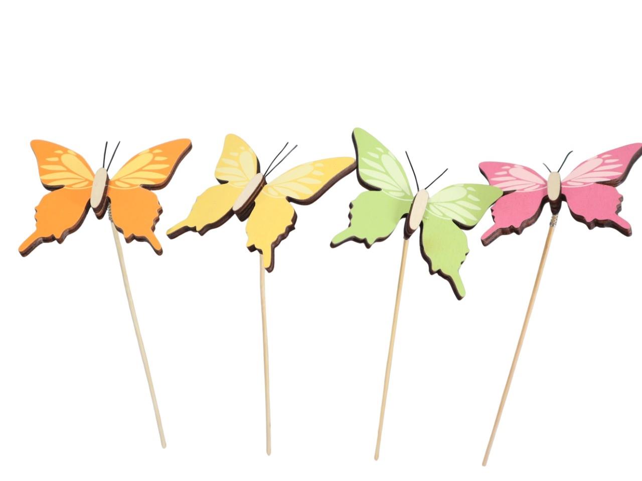 Stecker Schmetterling Holz farbmix D8cm + Pin