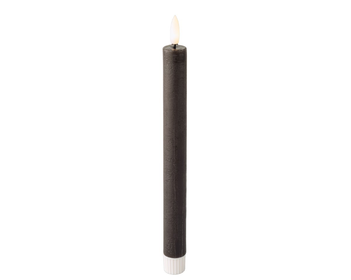 Spitzkerze LED Wachs indoor grau H24,5cm x D2,2cm