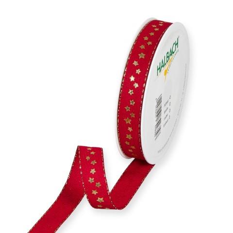 Druckband Sternchen 15 mm 18 Meter rot/gold 65 Druckband Sternchen 15 mm 18 Meter rot/gold 65