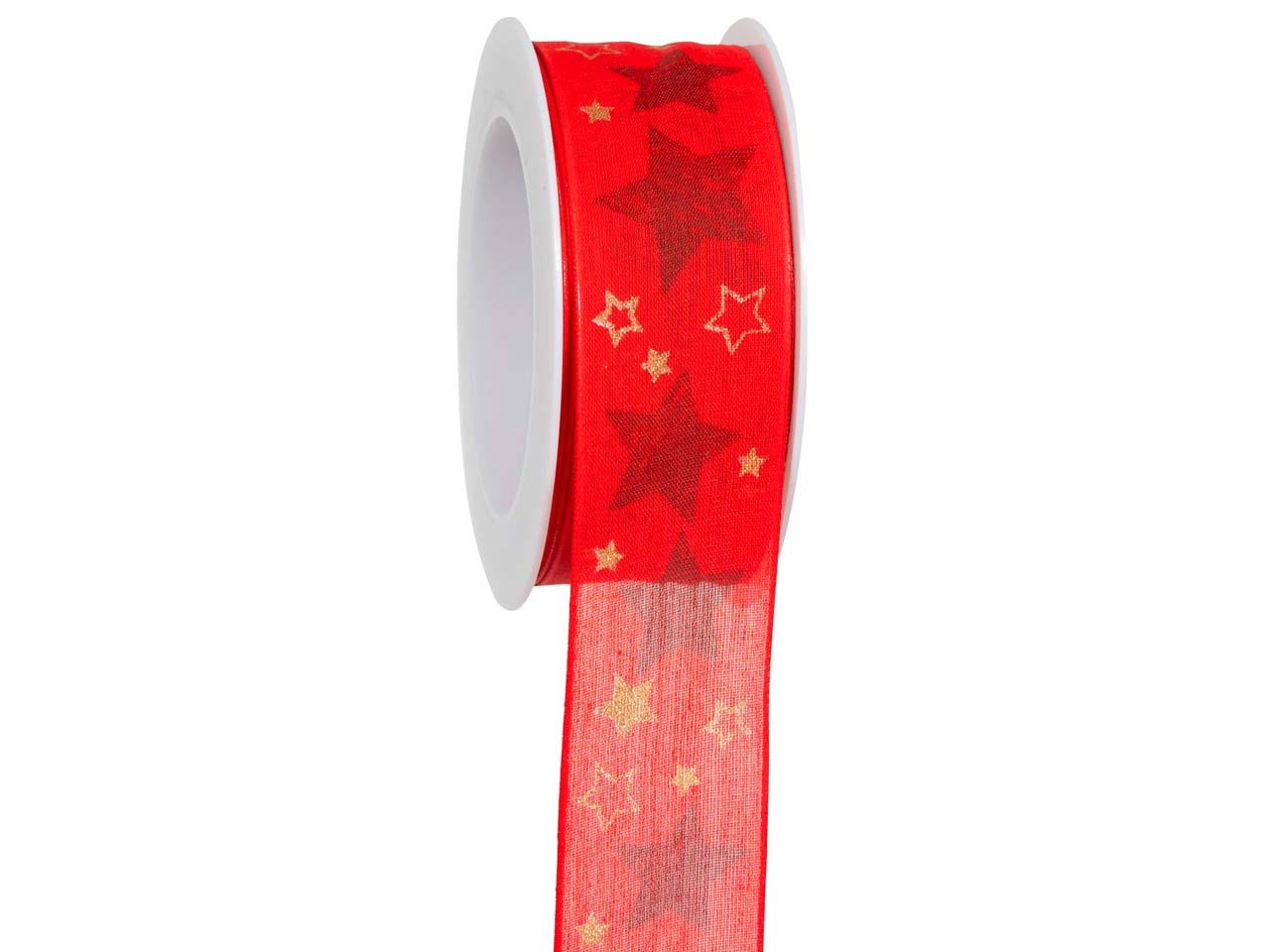 Band Sternenhagel m. Draht 40 mm 15 Meter rot 20