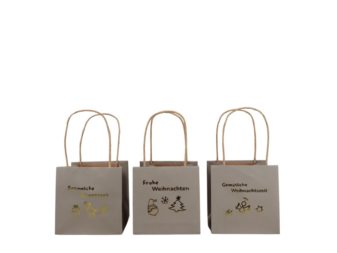 Pflanztasche Weihnachtszeit Papier taupe/gold D10cm