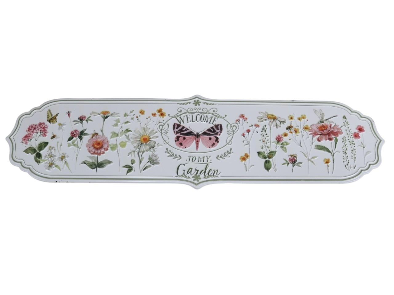 Schild "Welcome to my Garden" Blumenmuster Metall L80,5cm
