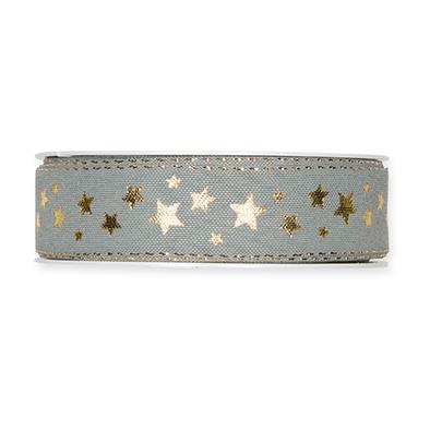 Druckband Sternchen 25 mm 18 Meter grey/gold 21 Druckband Sternchen 25 mm 18 Meter grey/gold 21