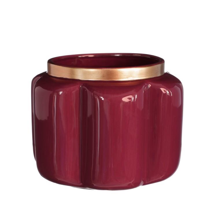 Übertopf Sitzkissen Keramik bordeaux/gold D15,8cm