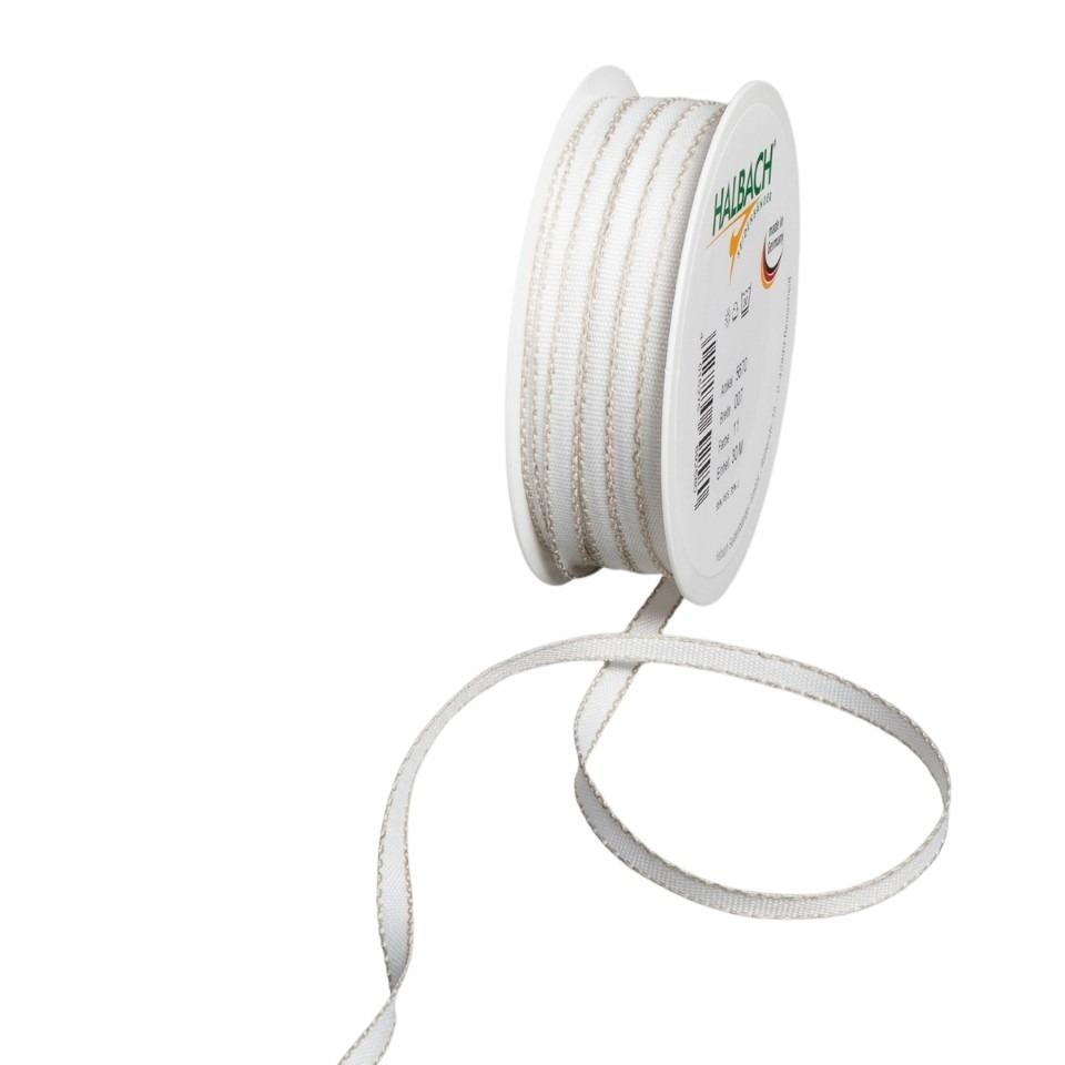 Leinenband m. Kante 7 mm 30 Meter white/linen 11 Leinenband m. Kante 7 mm 30 Meter white/linen 11