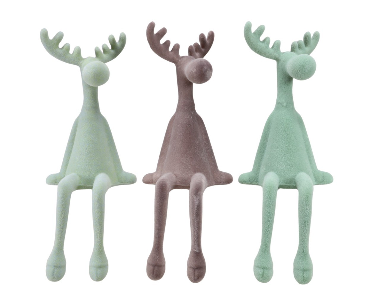 Elch "Flocki" sitzend grun-taupemix H35cm