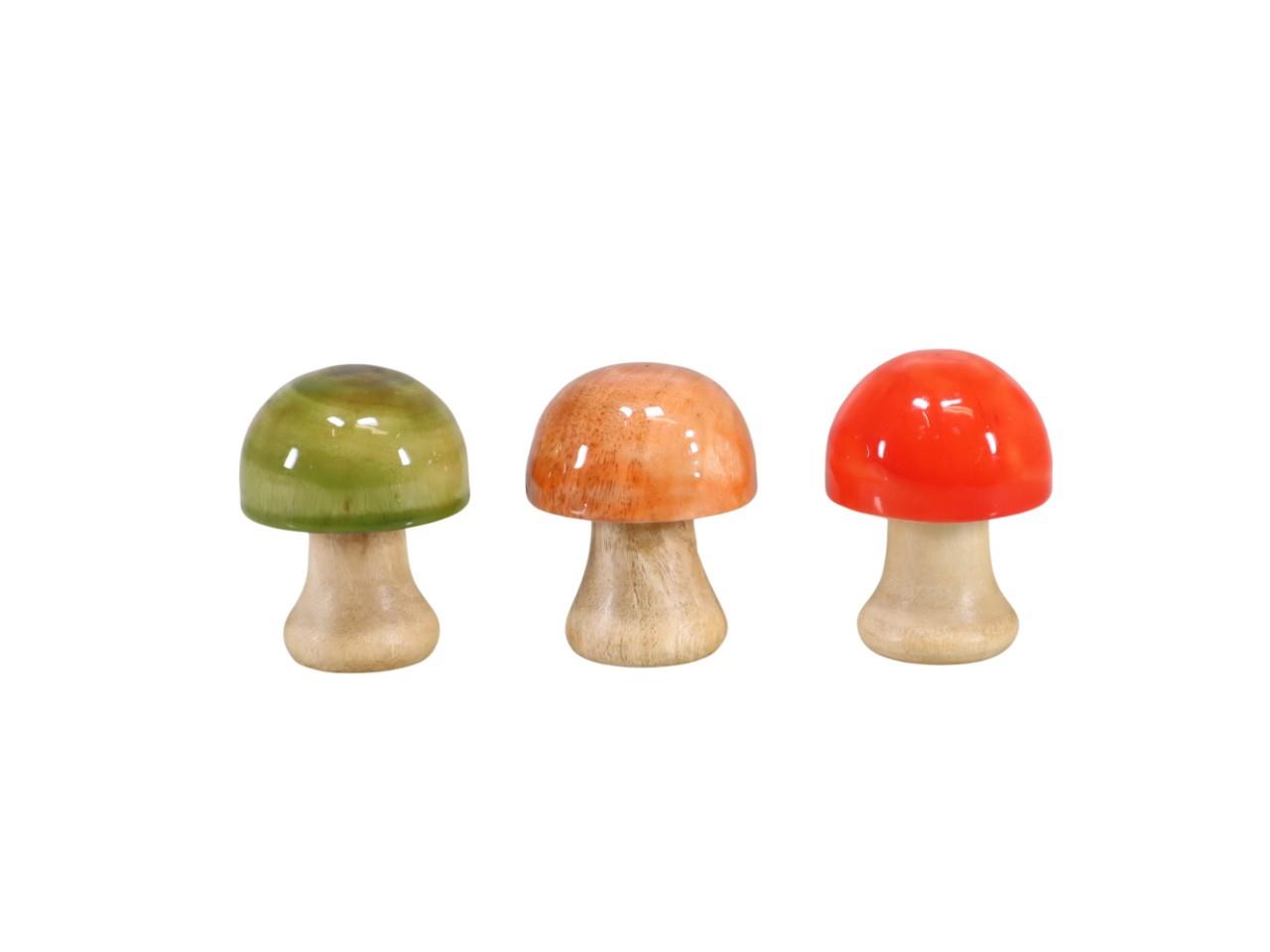 Pilze stehend Mangoholz farbmix-natur H6cm