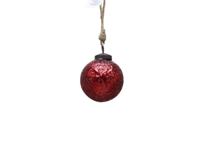 Glaskugel gepunktet rot D8cm