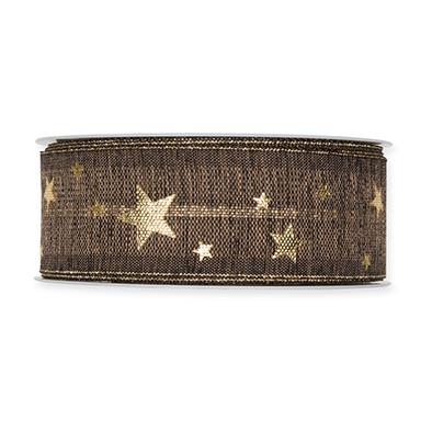 Druckband Sterne 35 mm 15 Meter natural/black/gold 79 Druckband Sterne 35 mm 15 Meter natural/black/gold 79