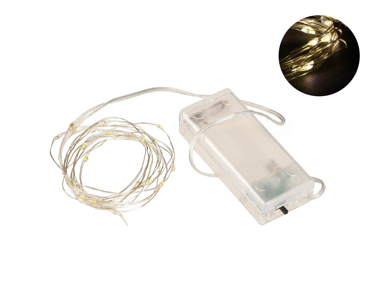 Lichterkette Draht silber LED 20Lämpchen 6 Std. Timer