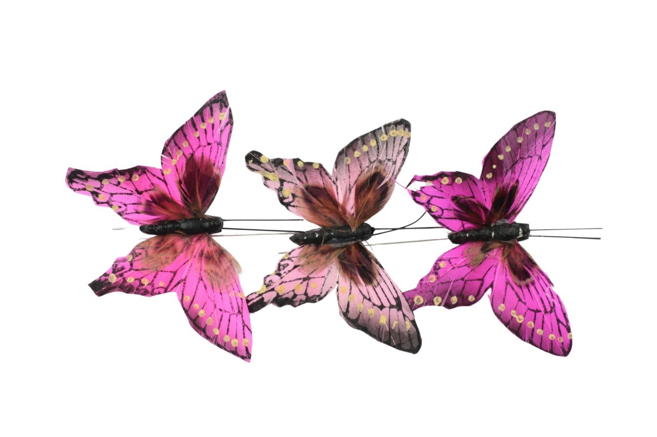 Stecker Schmetterling sort. 7 cm rosa-pink