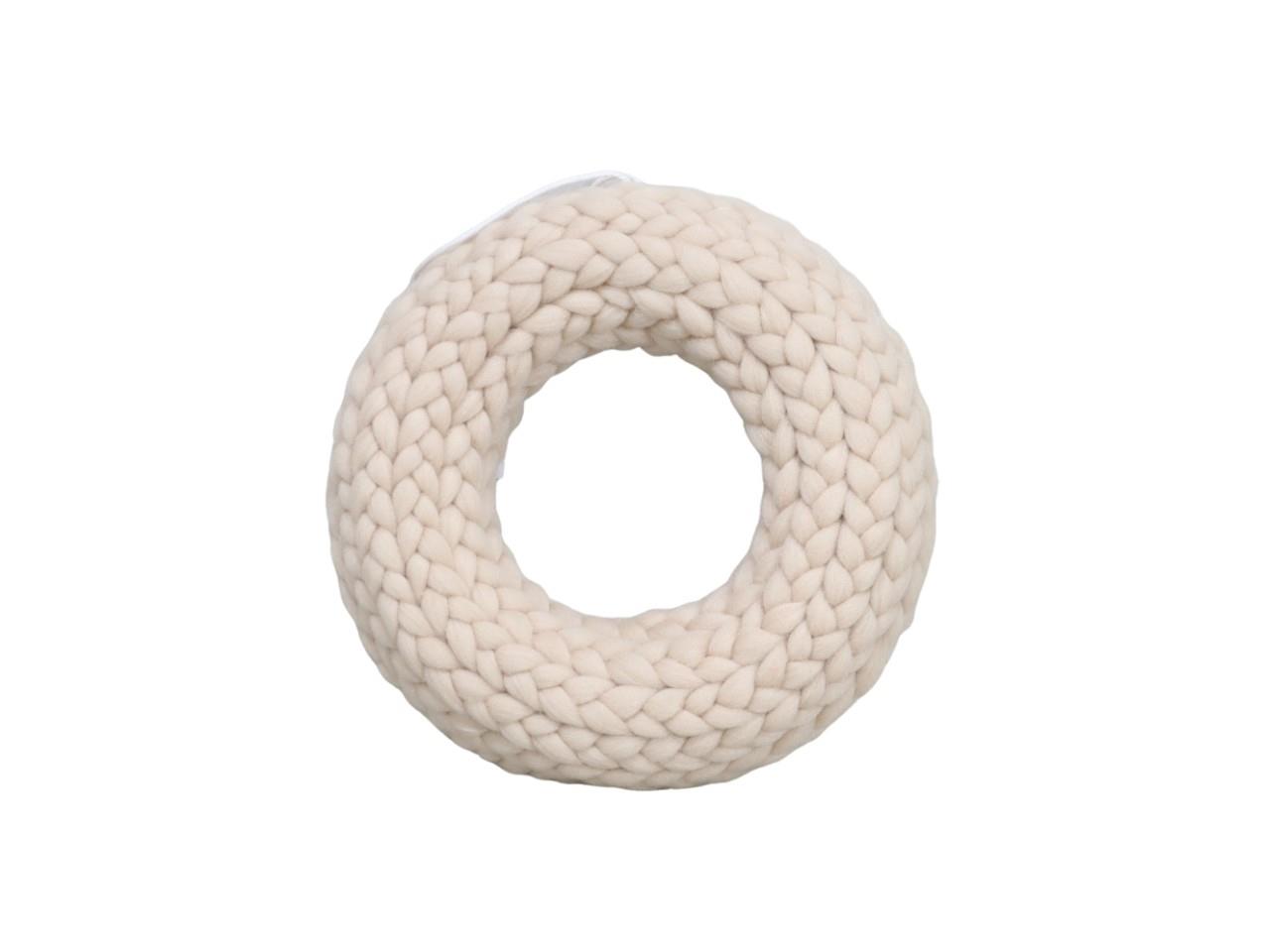 Kranz hängend m. Filzlunte geflochten taupe D25cm