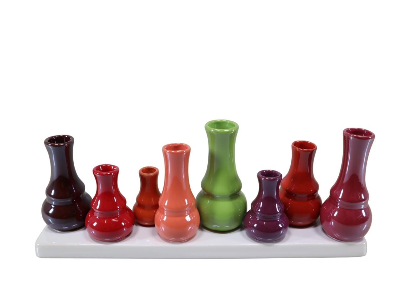 Vasentablett  Keramik orange, grün, rot 30x6,5x11 cm