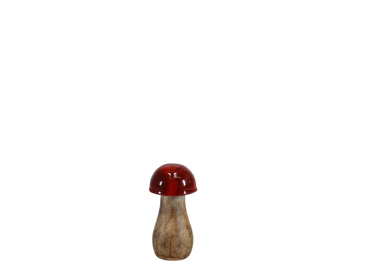 Pilz Mangoholz natur/rot H9cm Pilz Mangoholz natur/rot H9cm