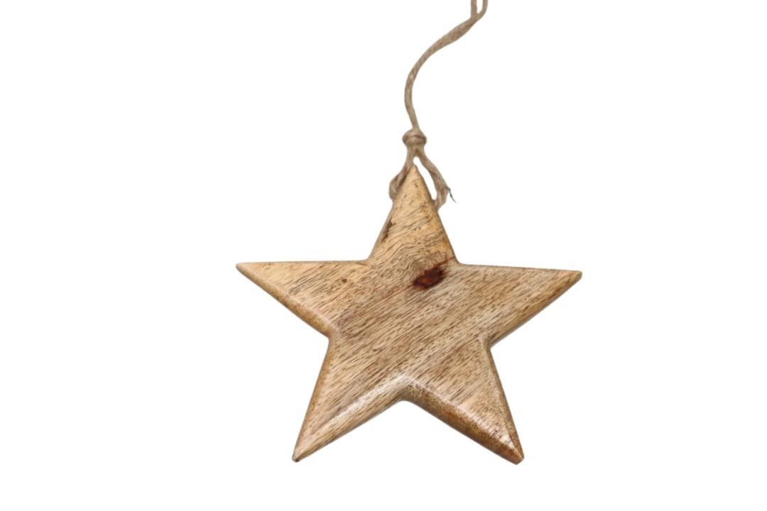 Hänger Stern Mangoholz natural D15cm