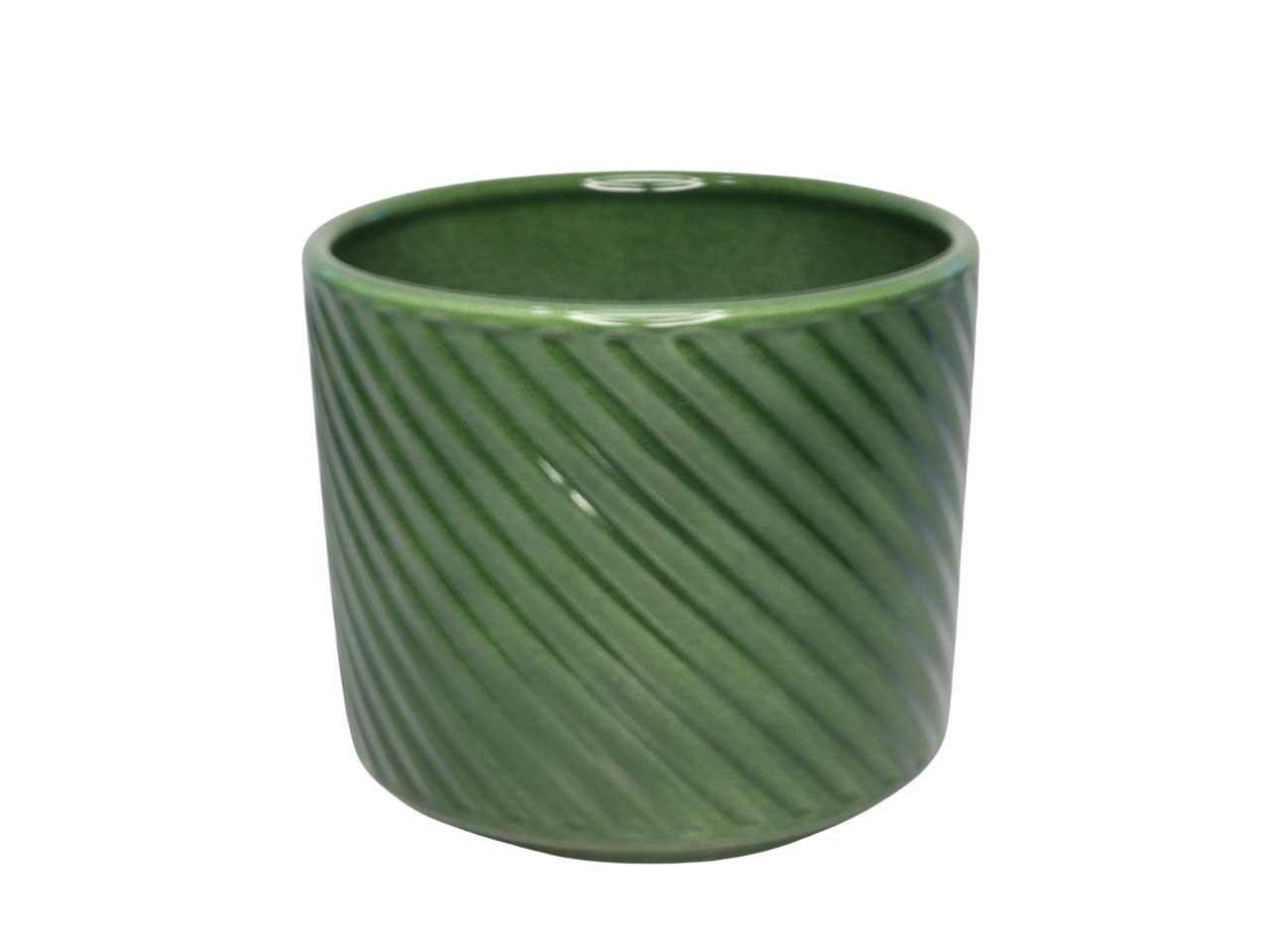 Keramikübertopf Spirelli laubgrün-lasur D14cm