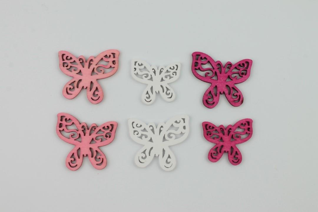 Streuer Schmetterling Holz sort. weiss-rosa-pink 2,4-3 cm