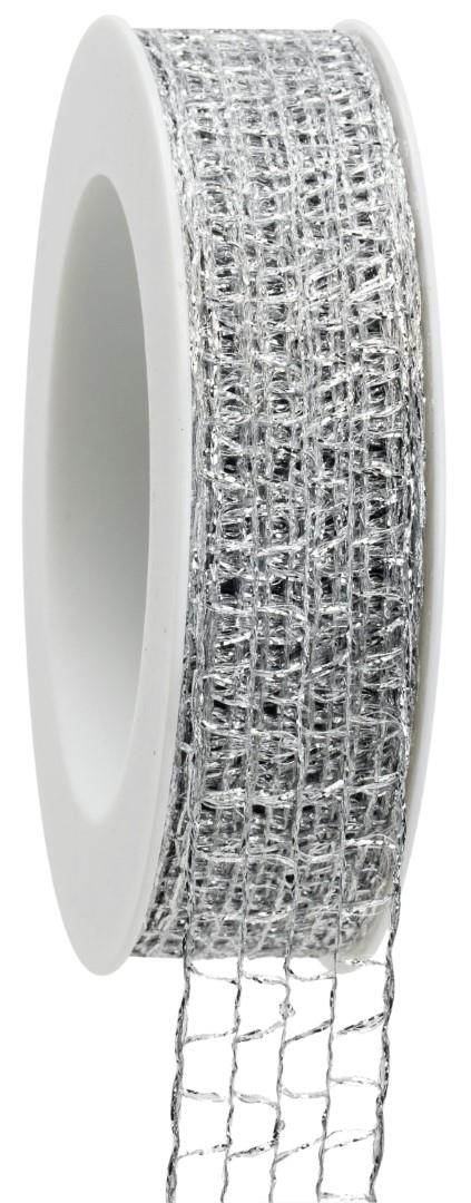 Band Cadillac mit Draht 25mm 20m silber 05