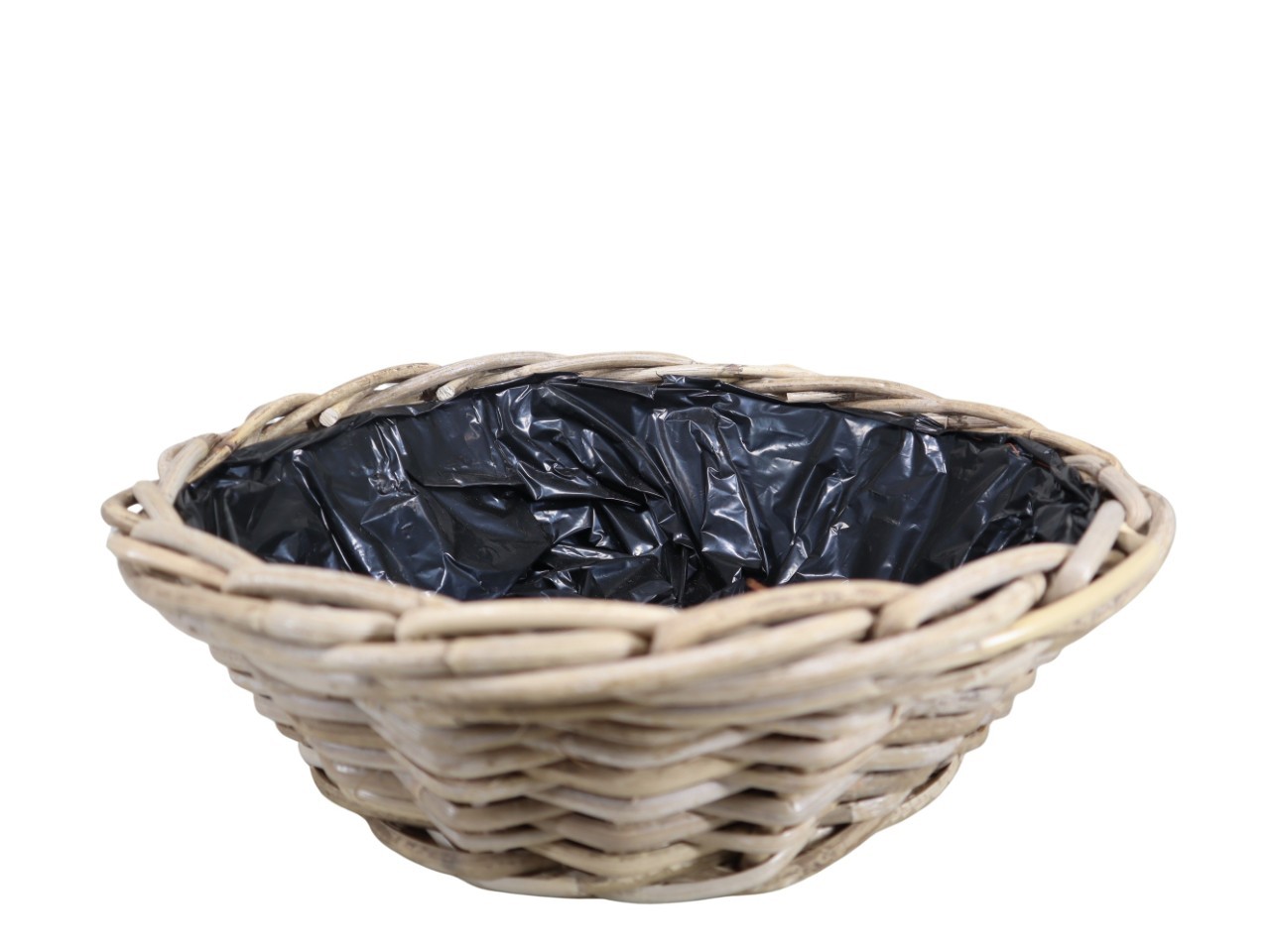 Pflanzschale  Kubu-Rattan grau D40xH14cm