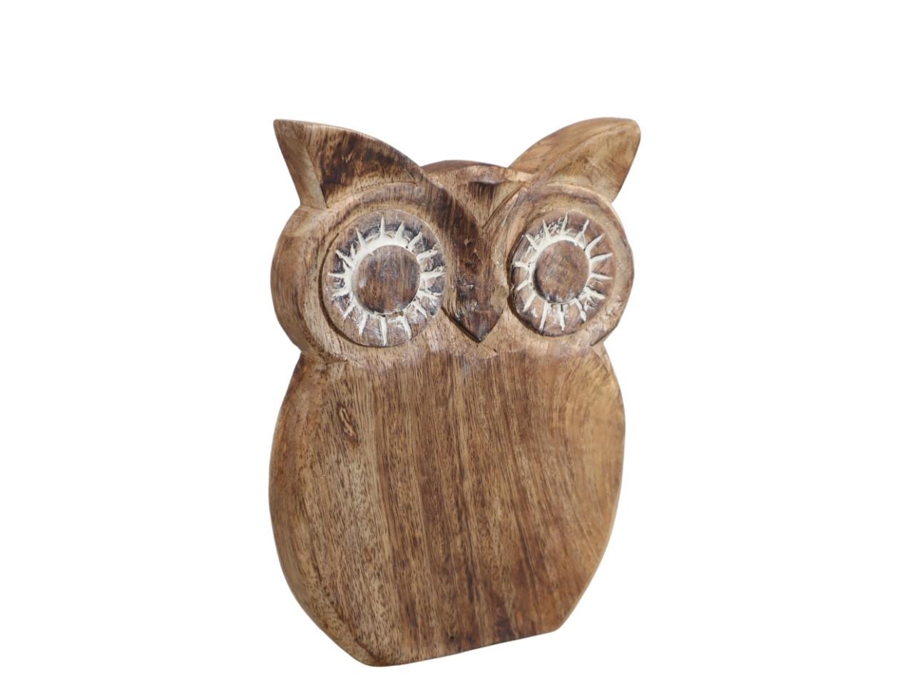 Eule stehend Mangoholz natur&weiß H20cm Eule stehend Mangoholz natur&weiß H20cm