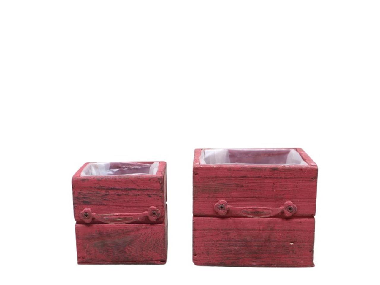 Pflanzkasten Schublade Set/2 Holz dunkelrot D12+9cm Pflanzkasten Schublade Set/2 Holz dunkelrot D12+9cm