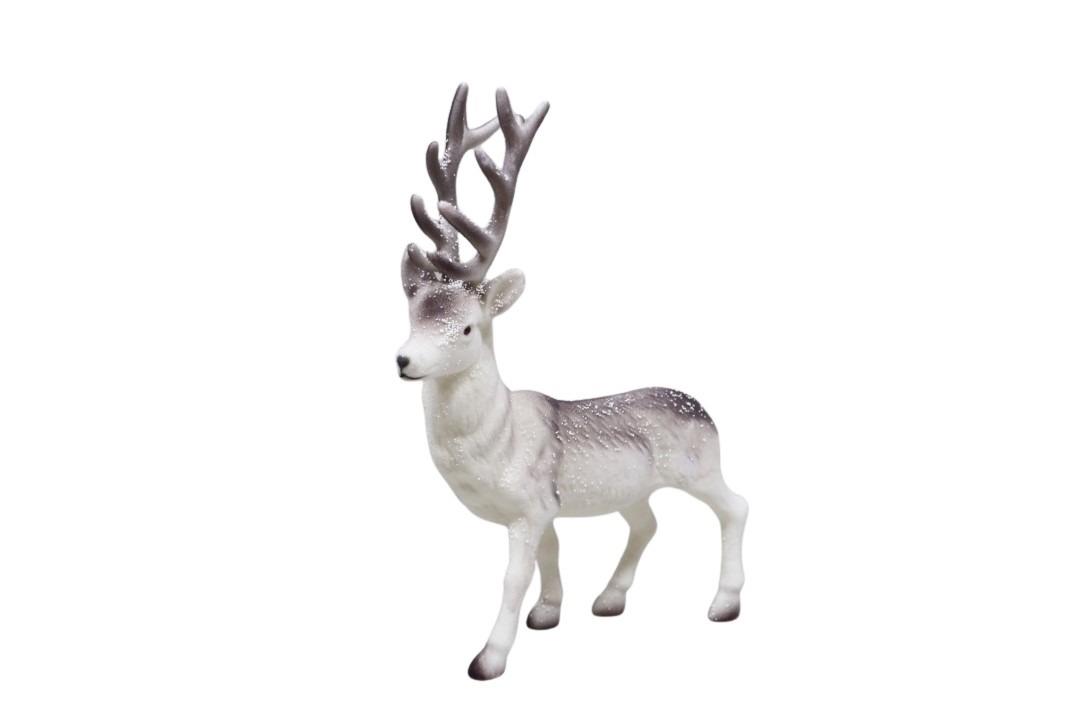 Hirsch beflockt natur m. Schnee Kunststoff H39cm