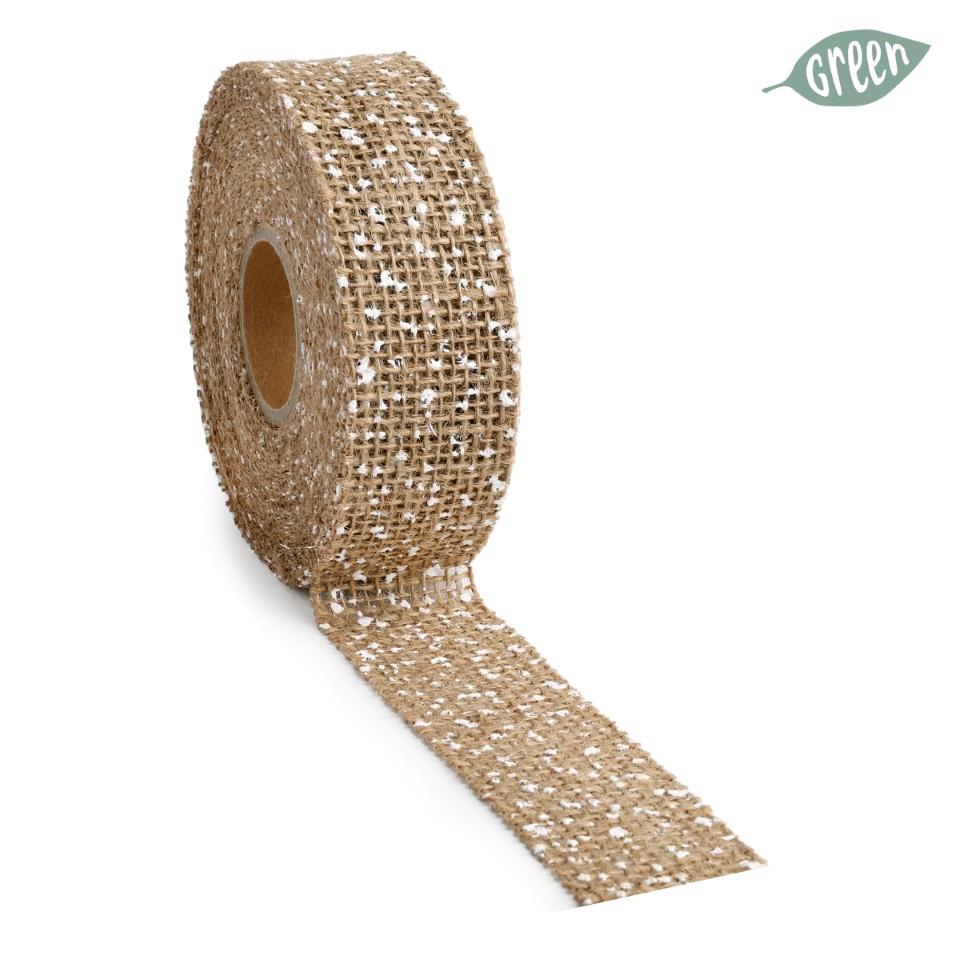 Band Jute Dotty natur/weiss 40 mm 10 Meter