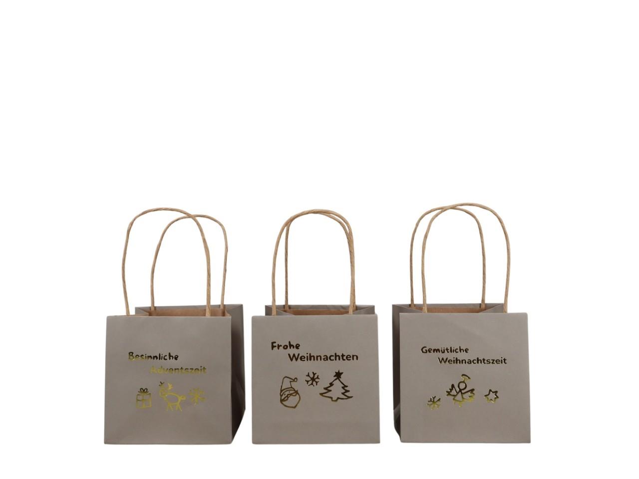 Pflanztasche Weihnachtszeit Papier taupe/gold D10cm