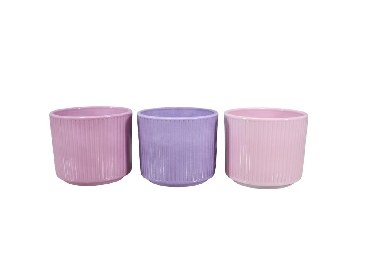 Keramikübertopf Stripes rosamix D12cm