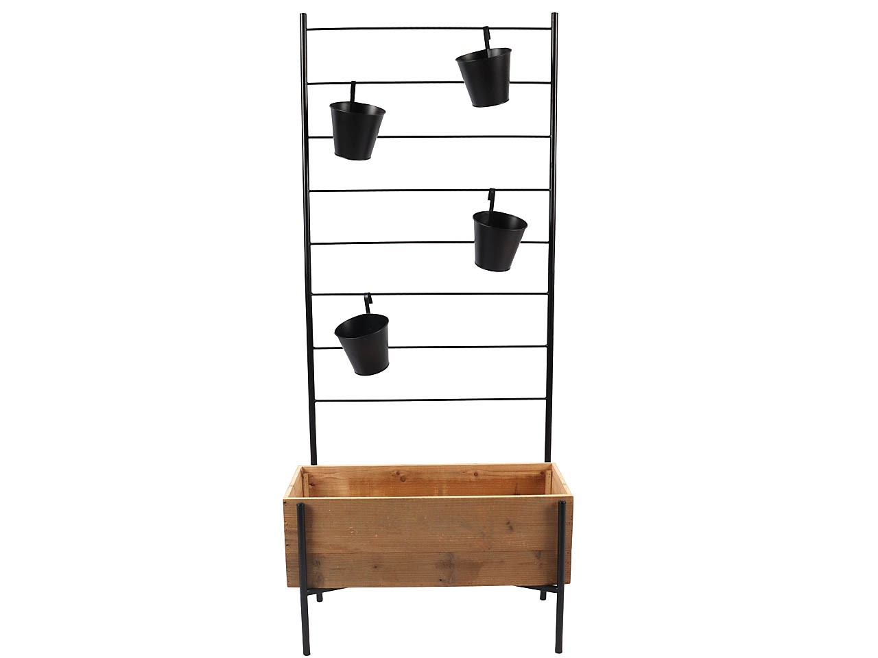 Pflanzkasten Holz natur mit Rankhilfe Metall L60x26x136cm