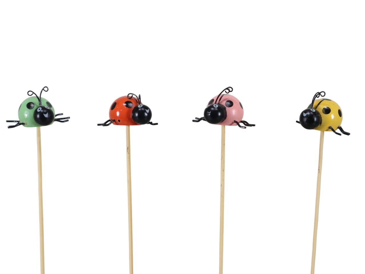 Stecker Marienkäfer Holz/Metall farbmix 4,5x3,5cm + Pin