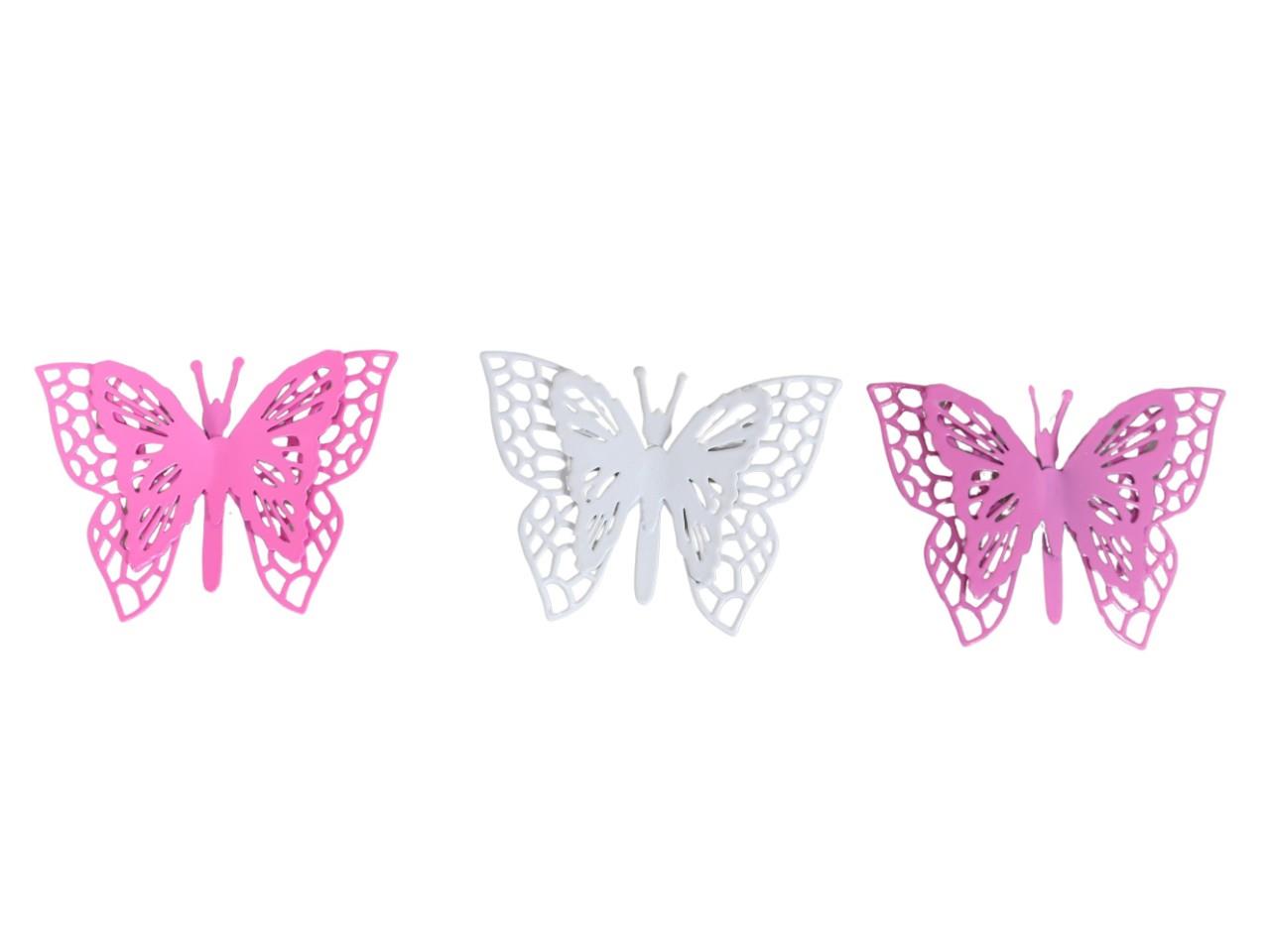 Schmetterling Metall 7x5cm altrosa/pink/weiß sort.