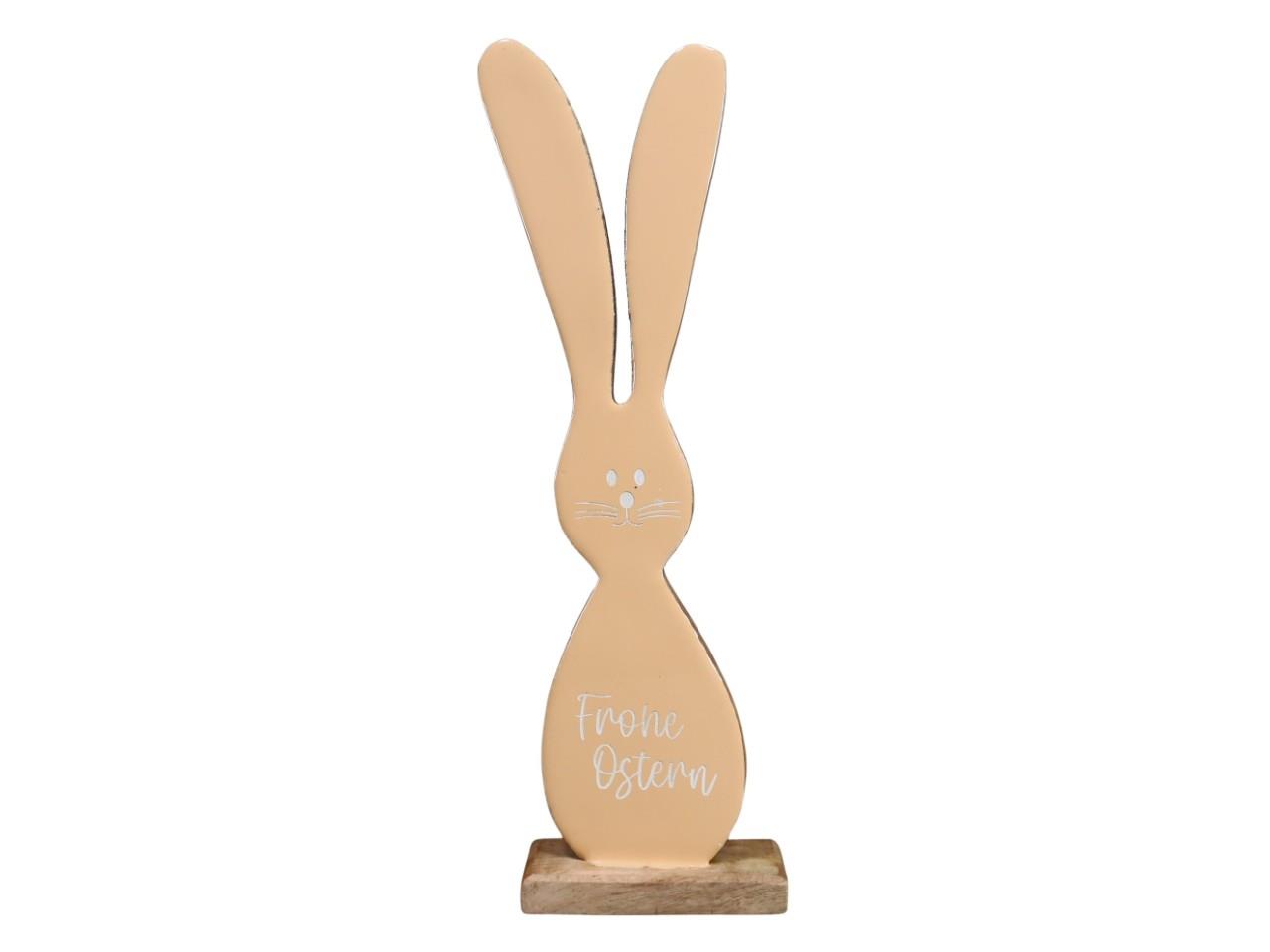 Hase stehend "Frohe Ostern" Holz apricot&weiß H41cm