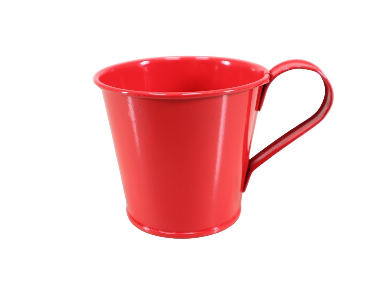 Tasse m. Stabkerzenhalter Metall rot D8cm