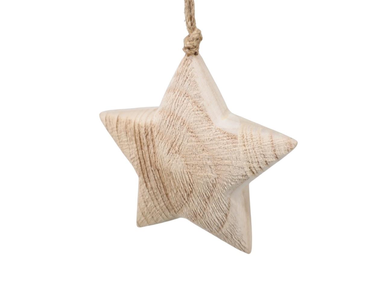 Stern zum Hängen Holz natur D13,5cm