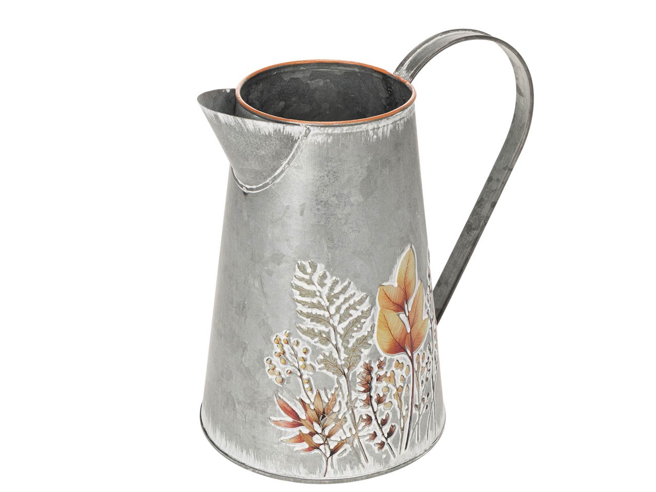 Krug "Herbstblätter" Metall natur-orange H20,5x19cm