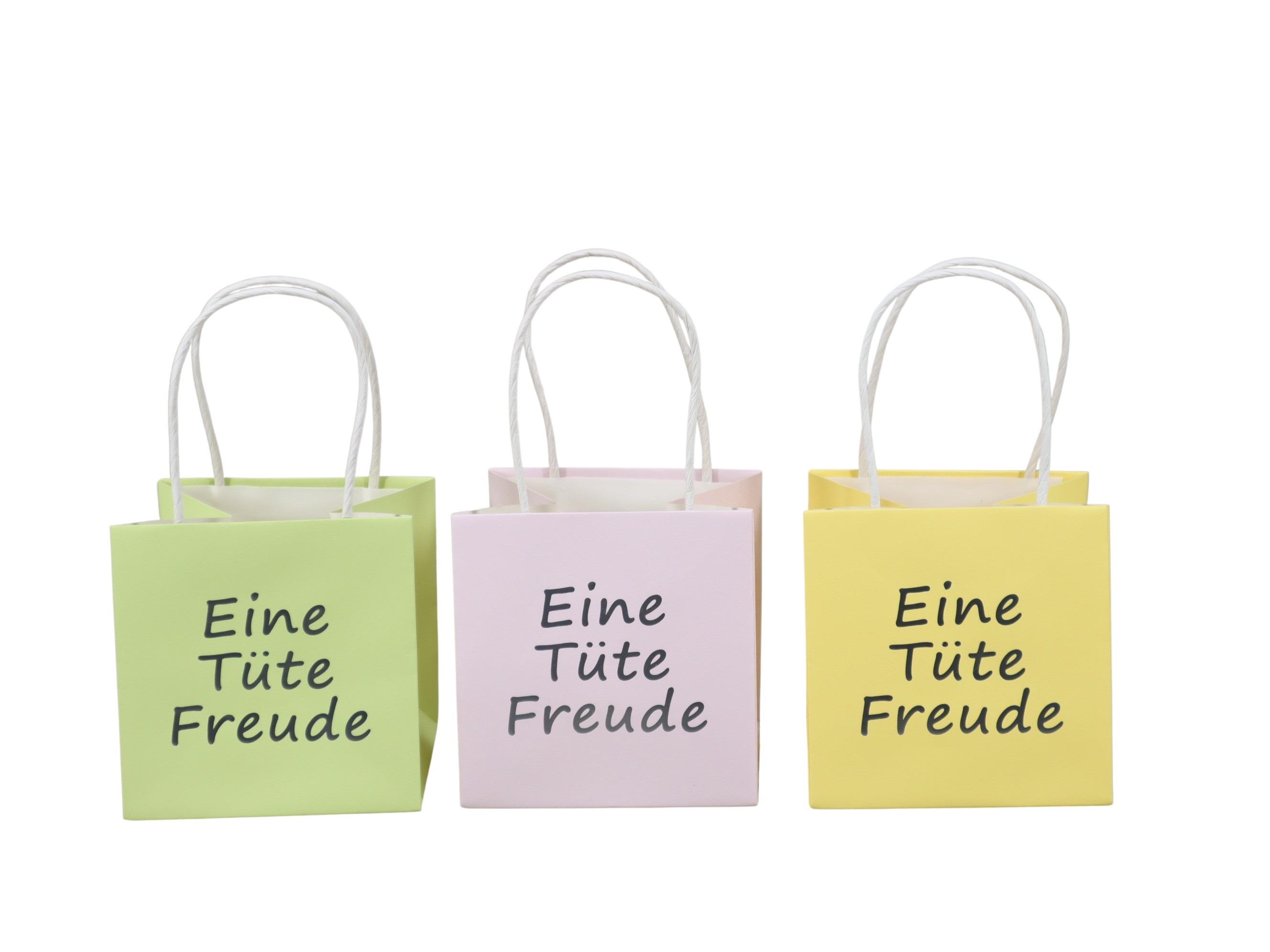 Tasche Eine Tüte Freude Papier wasserab. pastellmix D10,5cm