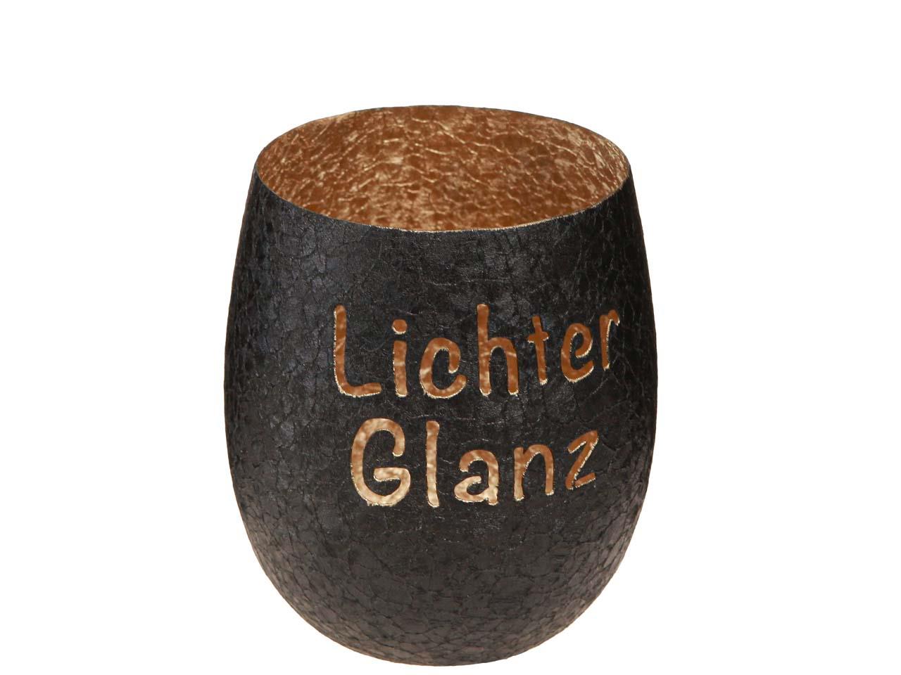Windlicht "LichterGlanz" Metall schwarz/gold D10x11cm