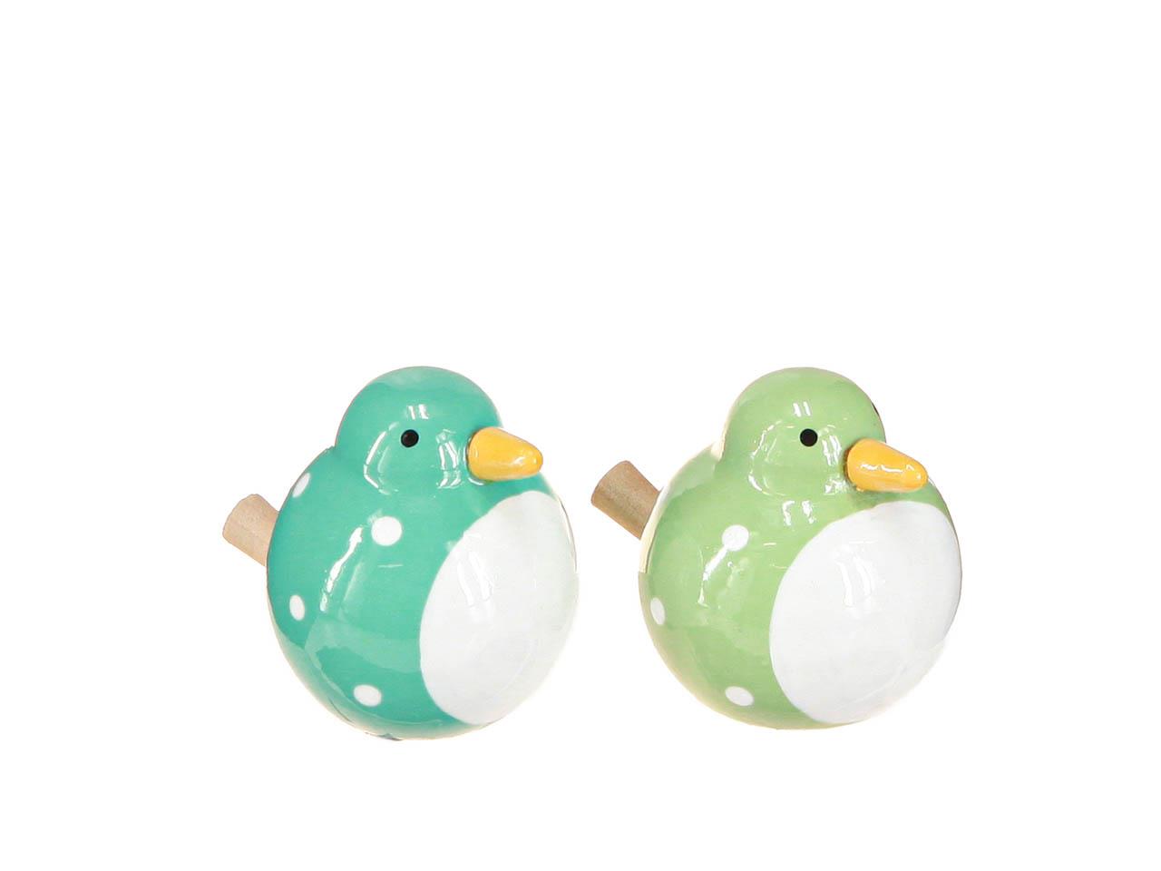 Vogel Holz grün-mint D6x5cm