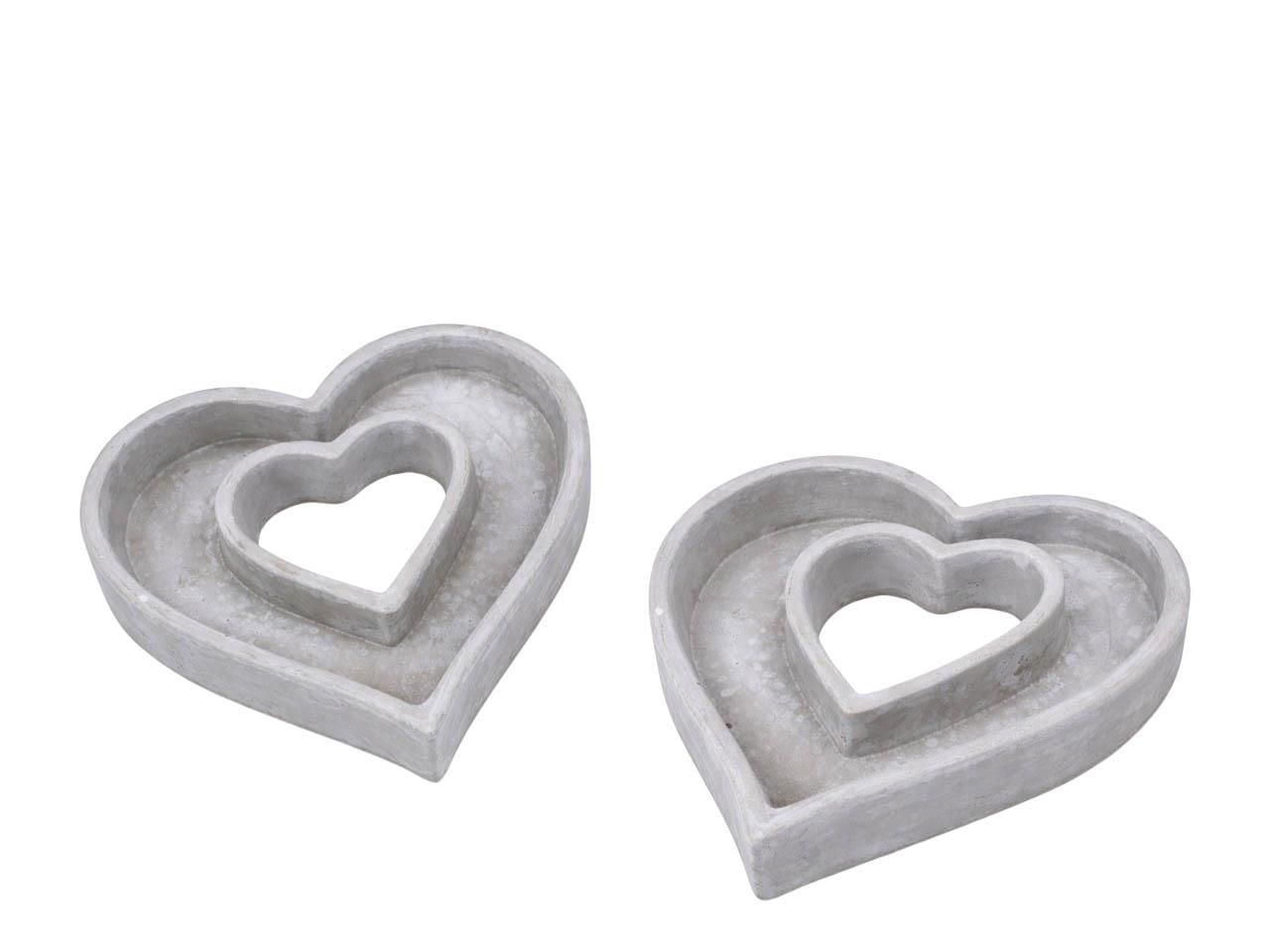 Herz offen zum Pflanzen grau Beton D27cm H6,5cm NETTO