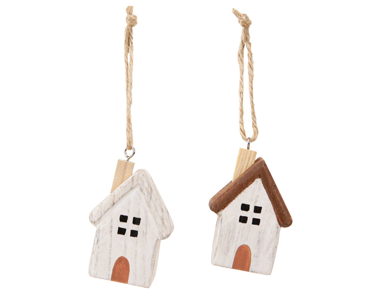 Haus hängend Holz natur-weiß D5x7cm