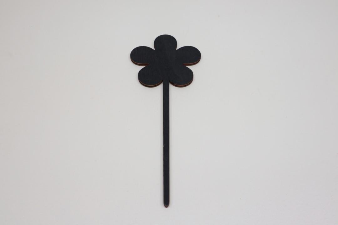 Stecker Blume Holz schwarz D10xL27cm