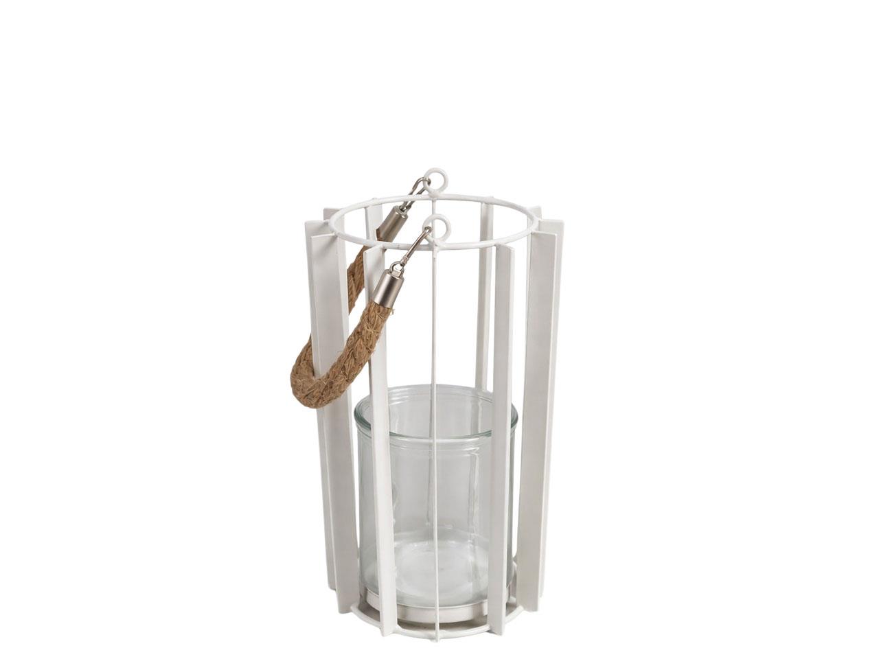 Windlicht m. Glaseinsatz Metall creme H22xD14cm