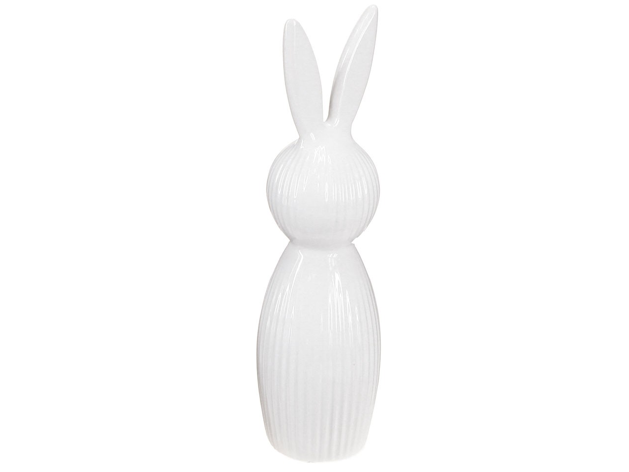 Hase Keramik Streifi glänzend weiß H28x7 cm