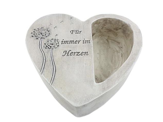 Gedenkherz/Pflanzer, Poly "Für immer im H..." D28cm grau Gedenkherz/Pflanzer, Poly "Für immer im H..." D28cm grau