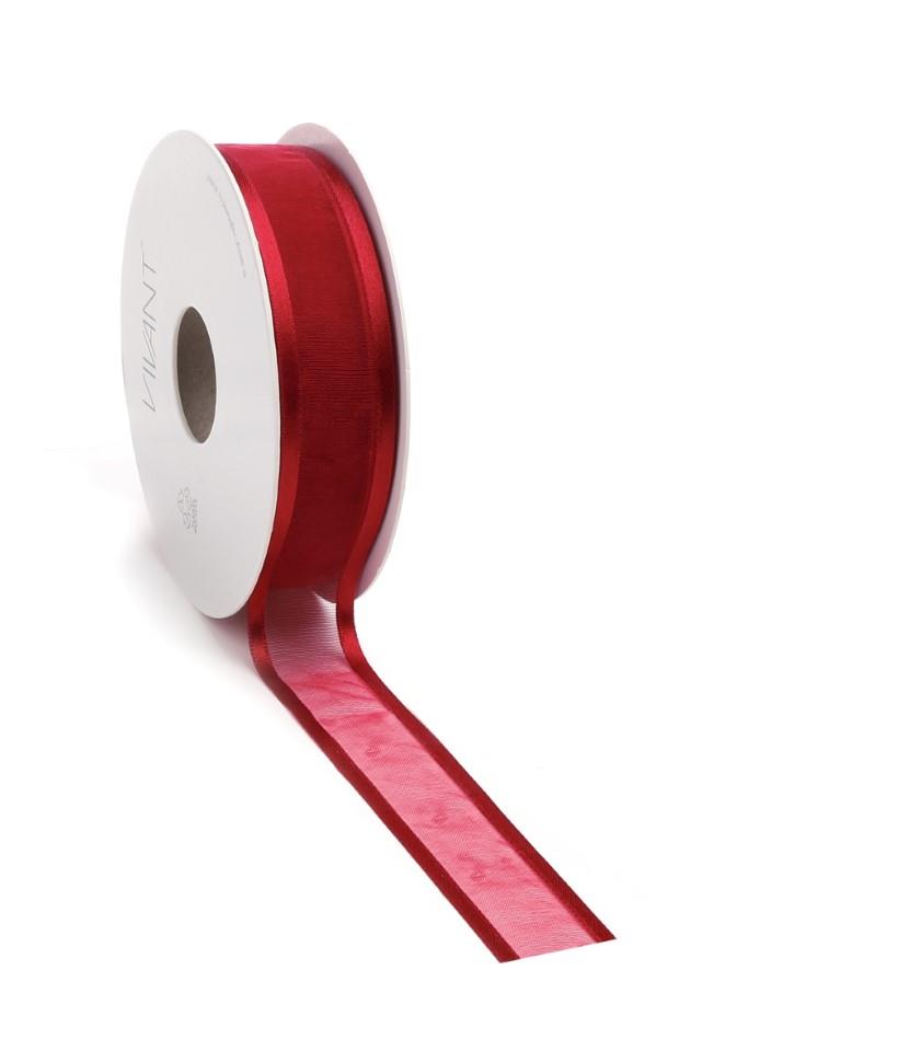 Band Prego Organza/Satinrand 22 mm 25 Meter bordeauxFarbe 25