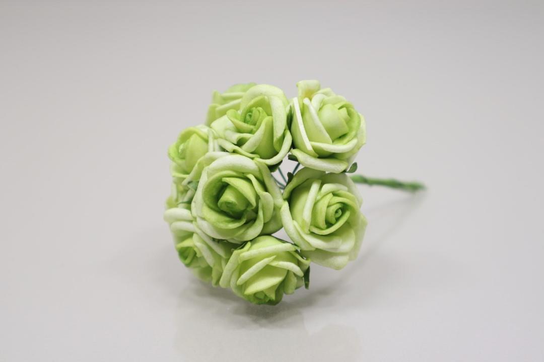 Foam Rose mit 9Blüten gebündelt grün 2cm