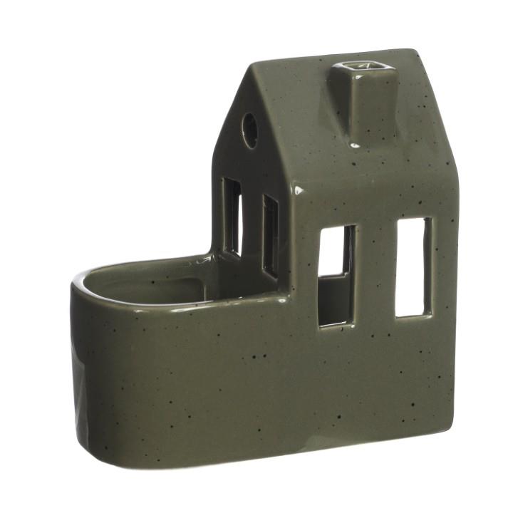 Haus mit Minitopf olive D7,3xL13,4xH14,2cm