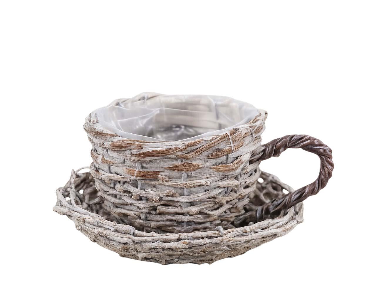 Pflanztasse Weide/Rattan gekalkt  D18xH13xB26cm