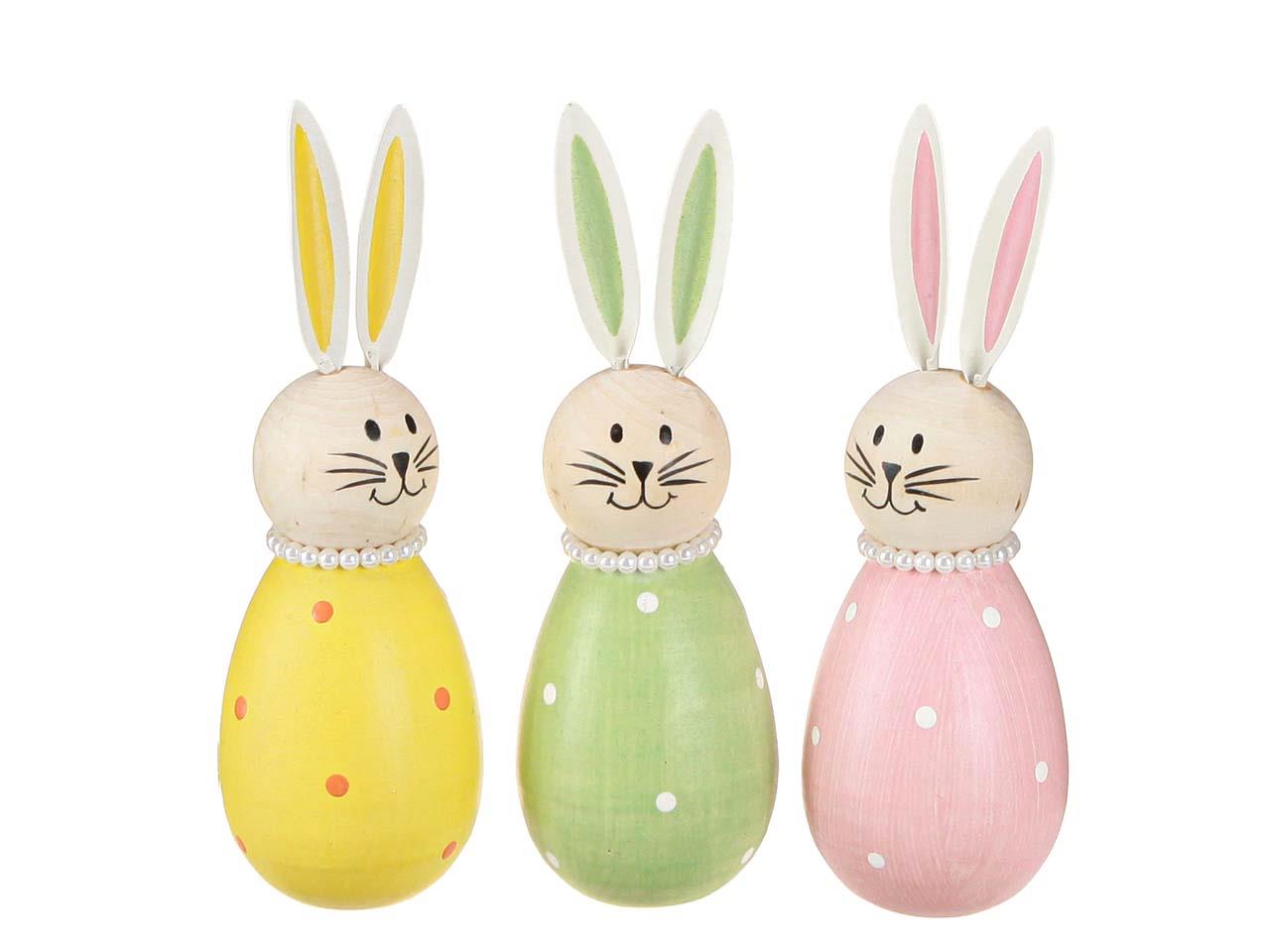 Hasen Ladies Vollholz farbmix m. Metallohren H14,5cm